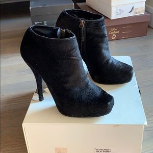Elizabeth & James Black Pony Stiletto Booties